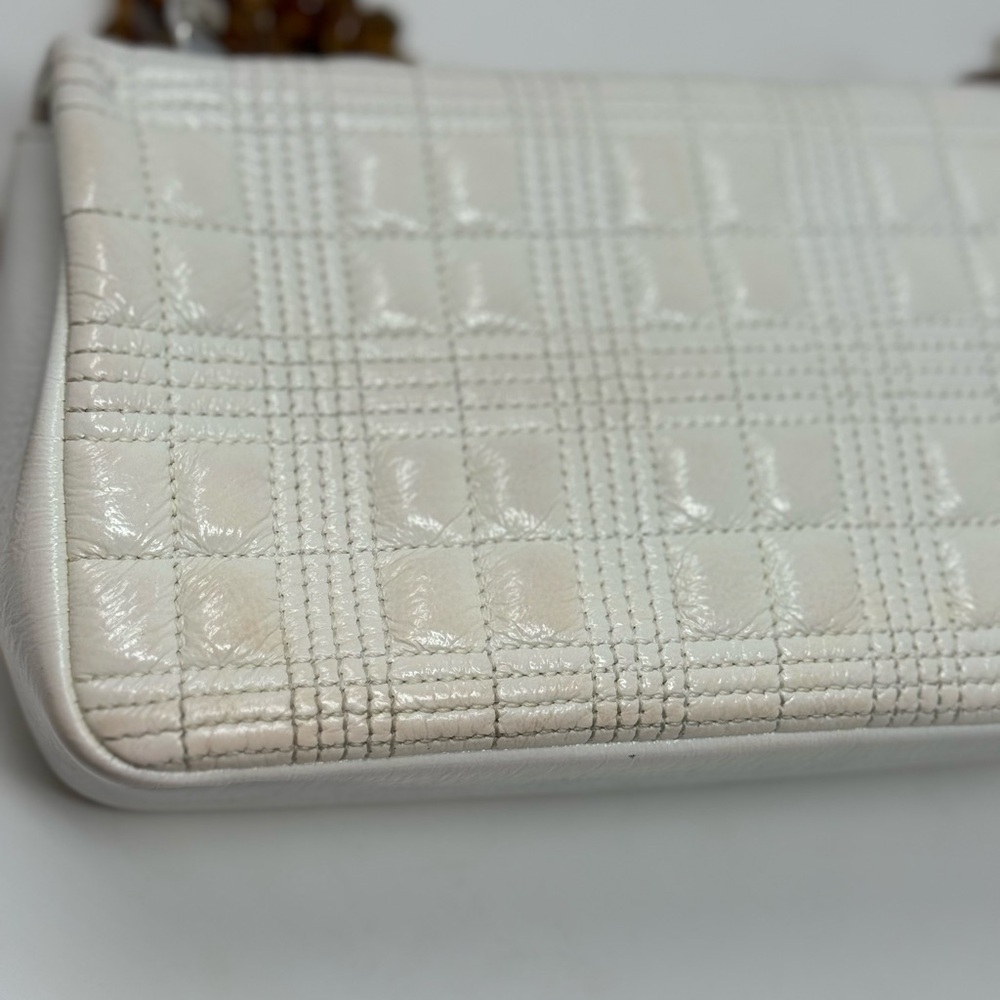💯Authentic BURBERRY Small Lola Quilted White Leather Shoulder Bag - Picture 5 of 11